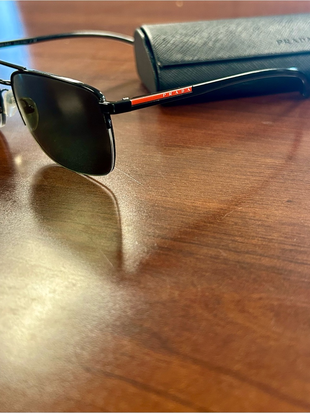 Prada Black Metal Aviator Sunglasses with Case Prescription lenses